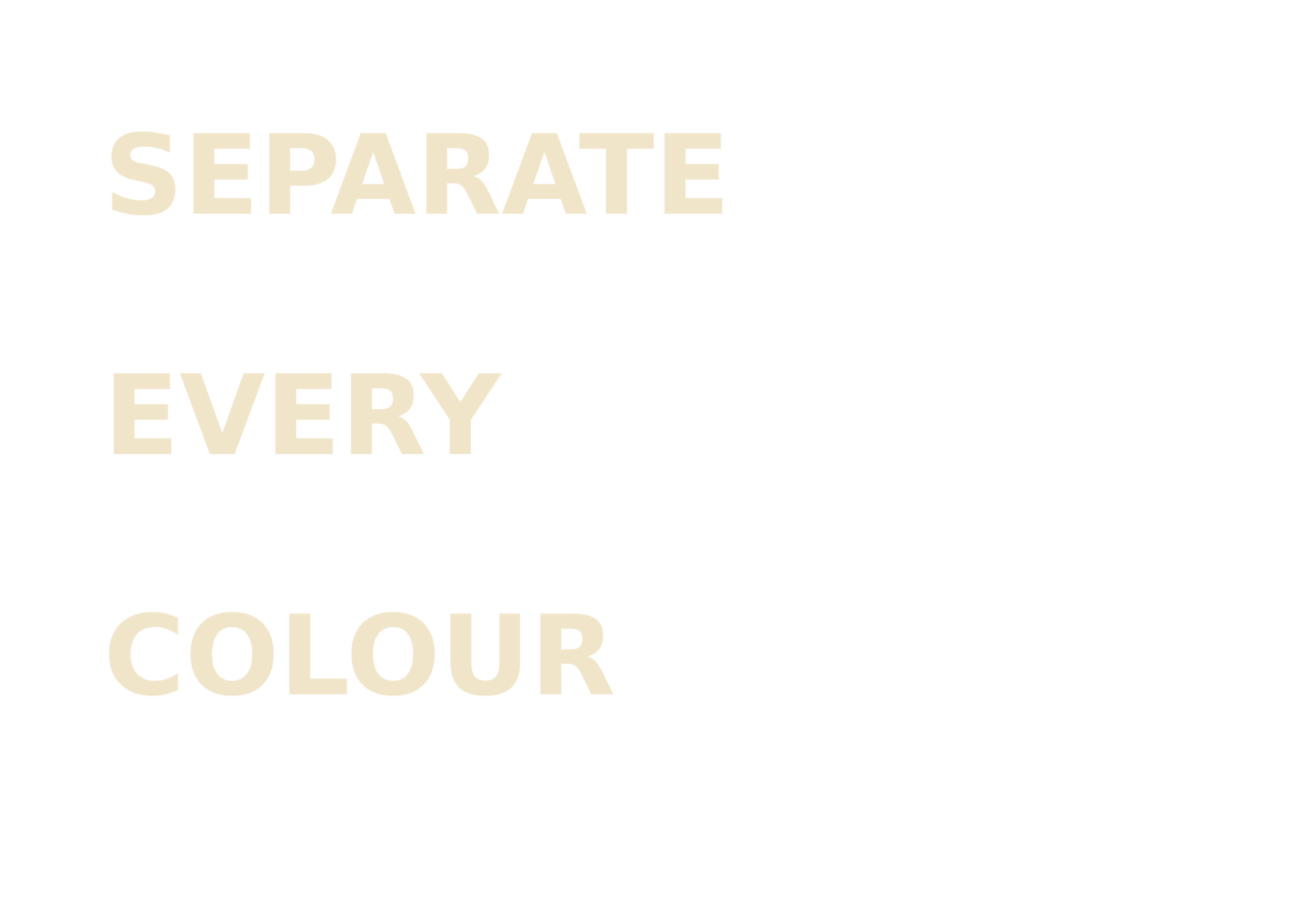 All cream lettering isolated together on one transparent ink plate